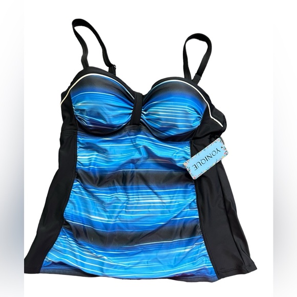 YONIQUE womens modest underwire size small tankini top swim top swimwear NWT - Picture 2 of 4